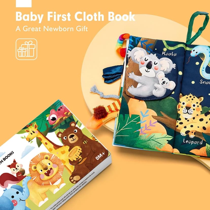 hahaland Baby Books 0-6 Months,Infant Tummy Time Toy Sensory Toys 6 to 12 Months Touch Feel Book Travel Toy Gifts for Boy Girl 0-3 Month Baby Shower Christmas Birthday Gifts Stocking Stuffers (Single)