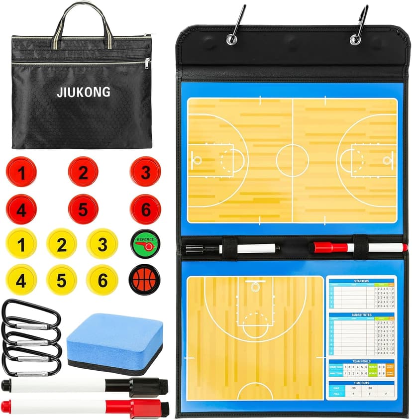 Magnetic Basketball Coaching Board – Portable Dry Erase Whiteboard with Fence Clip, Magnets & Carry Bag, Foldable Basketball Clipboard for Coaches, Ideal Coach Gift