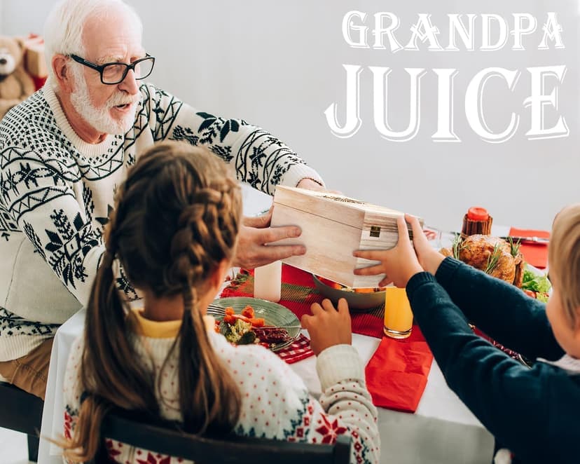 LIGHTEN LIFE Grandpa Juice Whiskey Glass 12 oz, Unique Gift in Valued Wooden Box, Funny Ideas for New Grandpa, Birthday from Grandson, Granddaughter