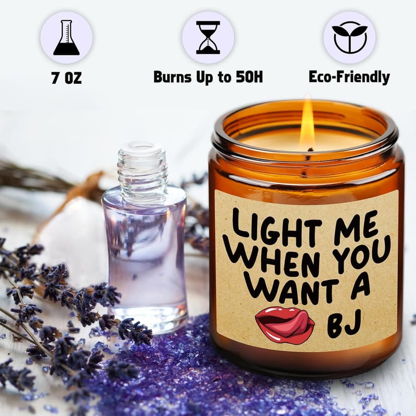 Lavender Scented Candle Gifts for Men, Naughty Candle Gifts for Him, Funny Gift from Wife, Anniversary, Sweetest Day, Valentine's Day, Birthday Gift for Husband, Boyfriend, Fiance Present