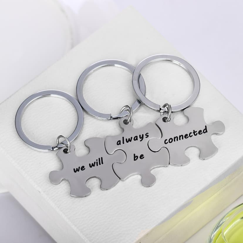 YEEQIN 3PCS We Will Always Be Connected Keychain Set, Best Friends Keychains for 3, Friendship Keychain Jewelry Gift for Sisters Friends
