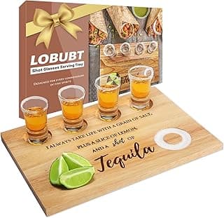Tequila Shot Board Shot Glasses Serving Tray with Salt Rim Funny Shot Glasses Holder,Tequila Gifts for Housewarming,Liquor, Parties,Bar,Restaurant