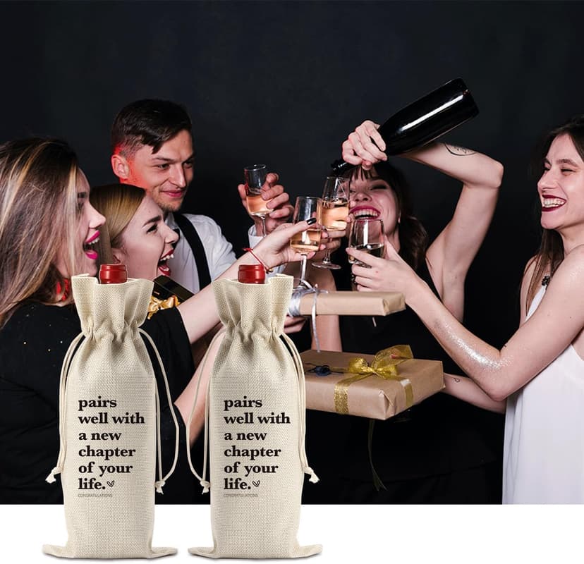 1 Pcs Funny New Chapter Wine Bag New Beginnings Gifts for Women Men Farewell Gifts for Friends Going Away Gifts for Coworkers Women Men Moving Away Gifts for Friends New Teacher Gifts