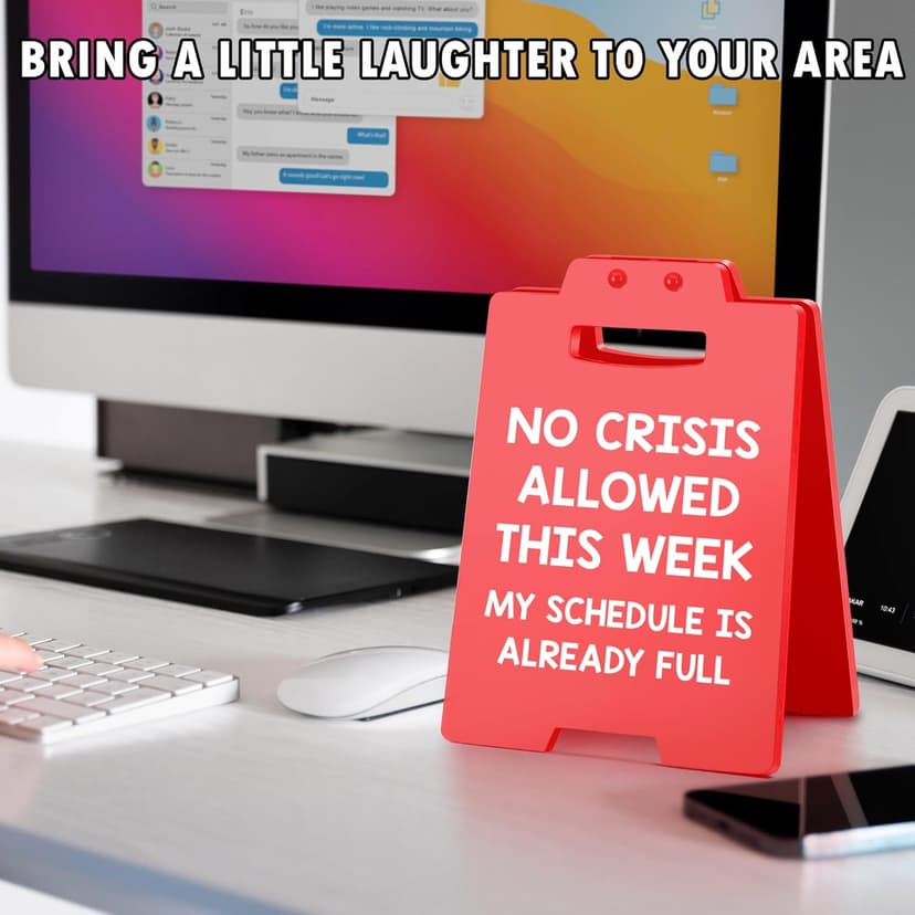 Funny Office Desk Decor Boss Sign, Bosses Day Gifts for Women Men Manager Supervisor Leader Lady Famale Male, Christmas White Elephant Gifts for Teacher Principal Coworker Cubicle Accessories Red Sign