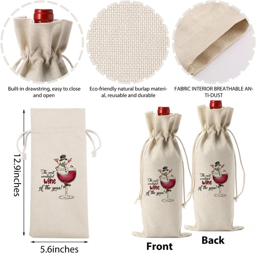 Funny Christmas Wine Bags - Holiday Gifts for Women & Men - Wine Lover & Christmas Party Decorations