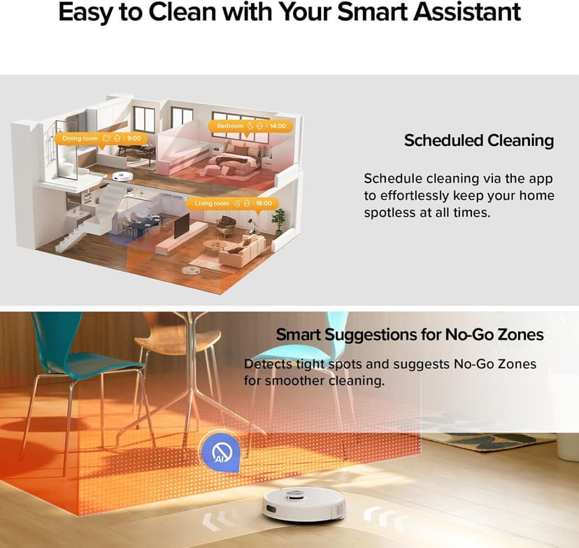 roborock Q7 M5+ Robot Vacuum and Mop, Upgraded from Q5 Max+, Up to 7-9 Weeks Self-Empty, 10000Pa Suction, Dual Anti-Tangle System for Pet Hair & Carpet, PreciSense LiDAR Navigation, App Control, White