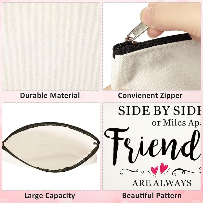 Xuniea 8 Pieces Friendship Gift Friend Makeup Bags Friendship Cosmetic Bags Portable Cosmetic Pouch Toiletry for Women Valentine Gift Makeup Travel Retirement Birthday Anniversary(Warm Pattern)