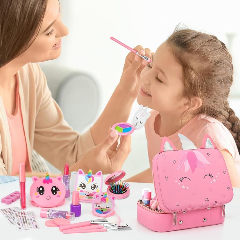 Heaning Kids Washable Makeup Girl Toys - Real Makeup Kit Kid Make up Set for Toddlers Children Princess Dress Up Christmas Birthday Gifts Toys for 3 4 5 6 7 8 9 10 11 12 Year Old Girls