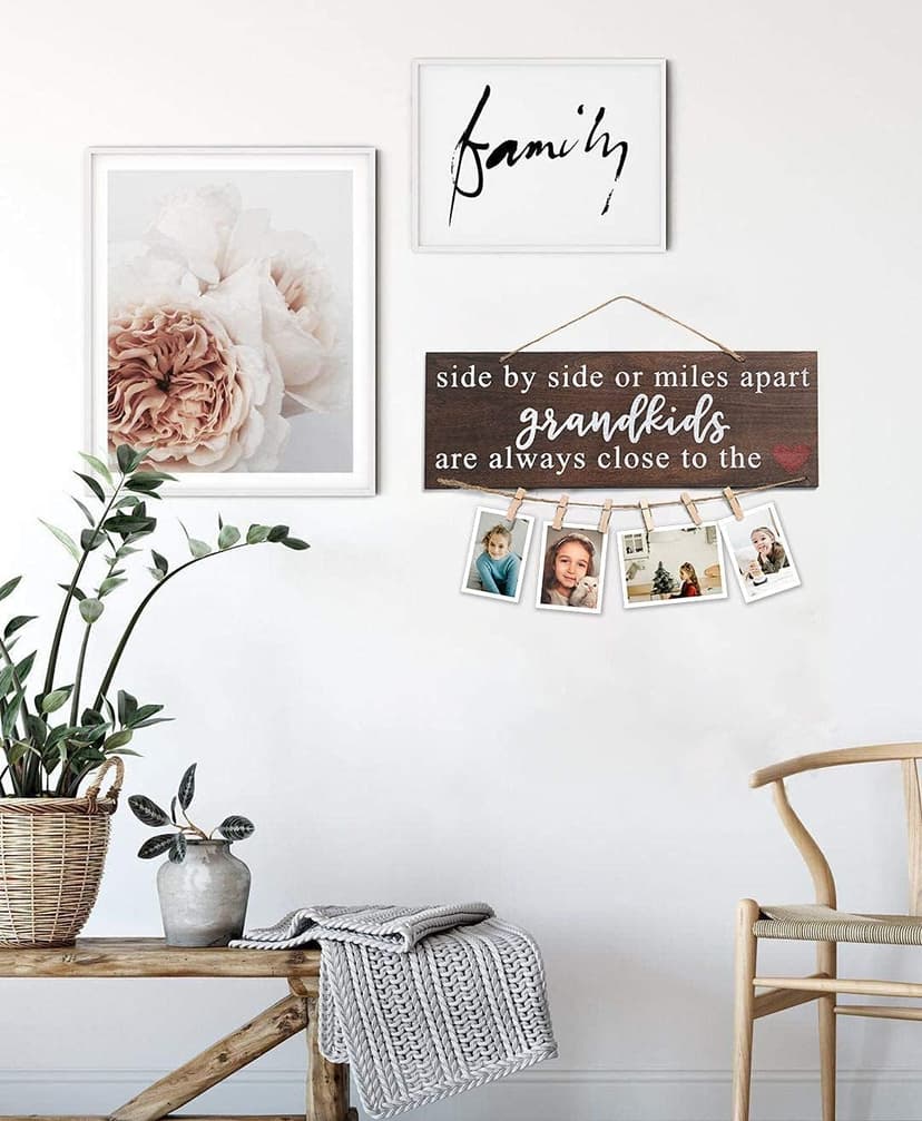 Grandparents Gifts from Grandchildren, Side by Side or Miles Apart Grandkids Photo Holder, Great Grandparents Day or Christmas Birthday Gifts for Grandma Grandpa