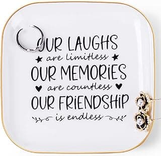 Friendship Gifts for Women Best Friend Jewelry Dish, Our Laughs are Limitless, Our Memories are Countless, Our Friendship is Endless Unique Gifts for Women, Female Friend Birthday Christmas