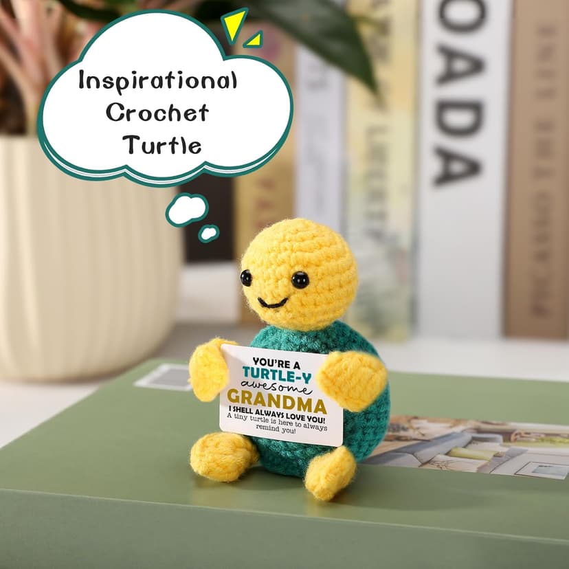 Funny Turtle Grandma Gifts Mothers Day Birthday I Love You Grandma Gifts for Grandmother Nana Gigi Mimi Present from Granddaughter Grandkids Grandson Handmade Emotional Positive Crochet Animals Turtle