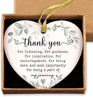 Gossby Heart-Shaped Thank You Ceramic Ornament - Appreciation Gift for Women - Thank You Gift for Coworker, Friend, Teacher, Boss, Employee - Car Hanging Decoration Ornament - Wine Bottle Decor