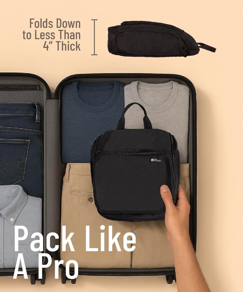 D&D Hanging Travel Toiletry Bag for Men and Women – Large Cosmetics, Makeup and Toiletries Organizer Kit with 10 Compartments, YKK Zippers, XXL Metal Swivel Hook, Water-Resistant Nylon