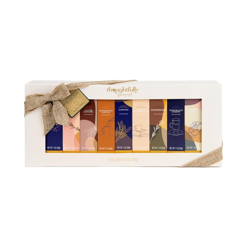 Thoughtfully Gourmet Hot Chocolate Gift Set, Flavors Include Salted Caramel, Peppermint, French Vanilla and More, Packaged in Gift Box with Bow, Set of 9