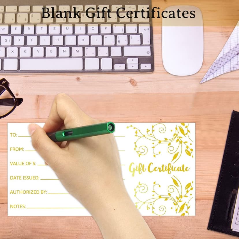 Fancy Land Blank Gift Certificates 25pcs Gold Foil Certificate Cards with Envelopes for Business Salon Spa Restaurants Vouchers for Christmas Holiday