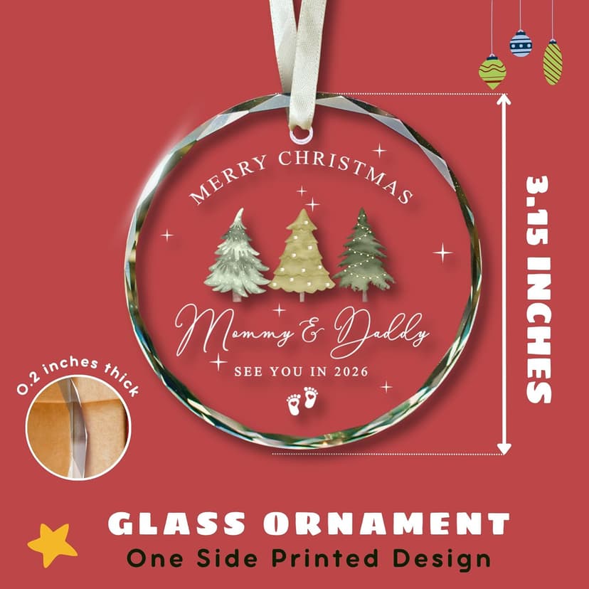 Gifts for New Parents - Expecting Parents to Be Unique Gifts - Baby Pregnancy Announcement Gift Ideas for Husband, Family - Glass Christmas Pregnancy Announcement Ornament 2026