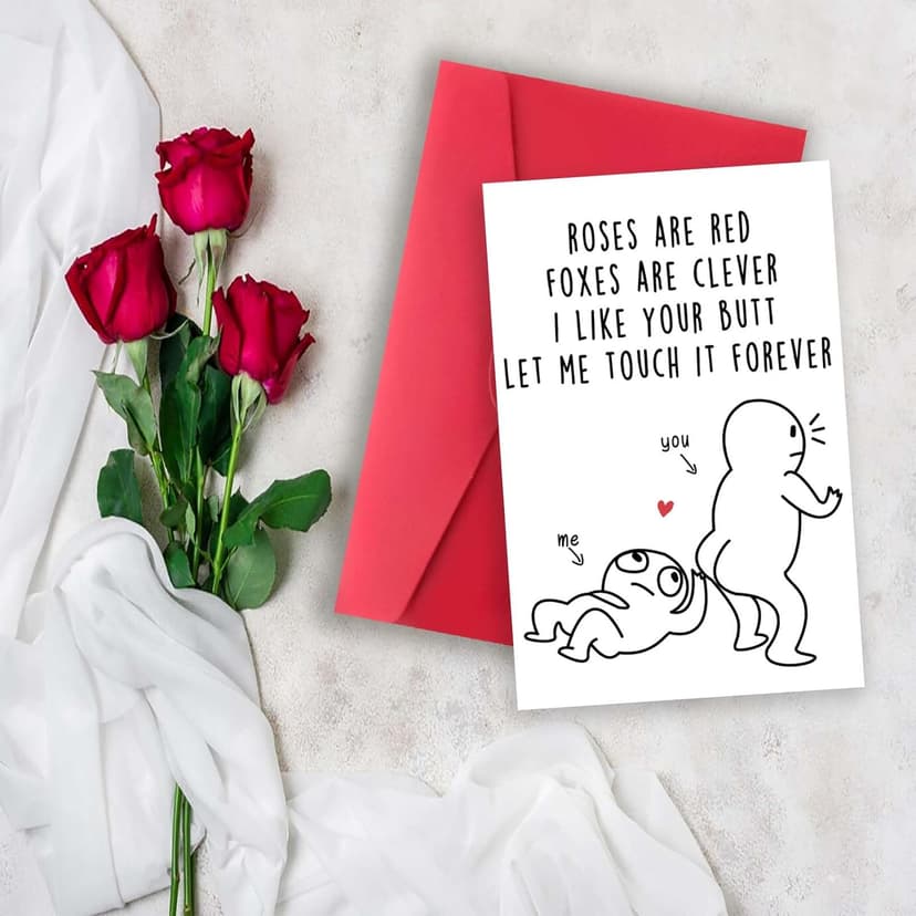 Huameigf Romantic Valentines Day Card for Wife Husband, Naughty Valentine's Day Gifts Ideas for BF GF, Cute Anniversary Birthday Card for Women Men, Rude Touch Your Butt Card