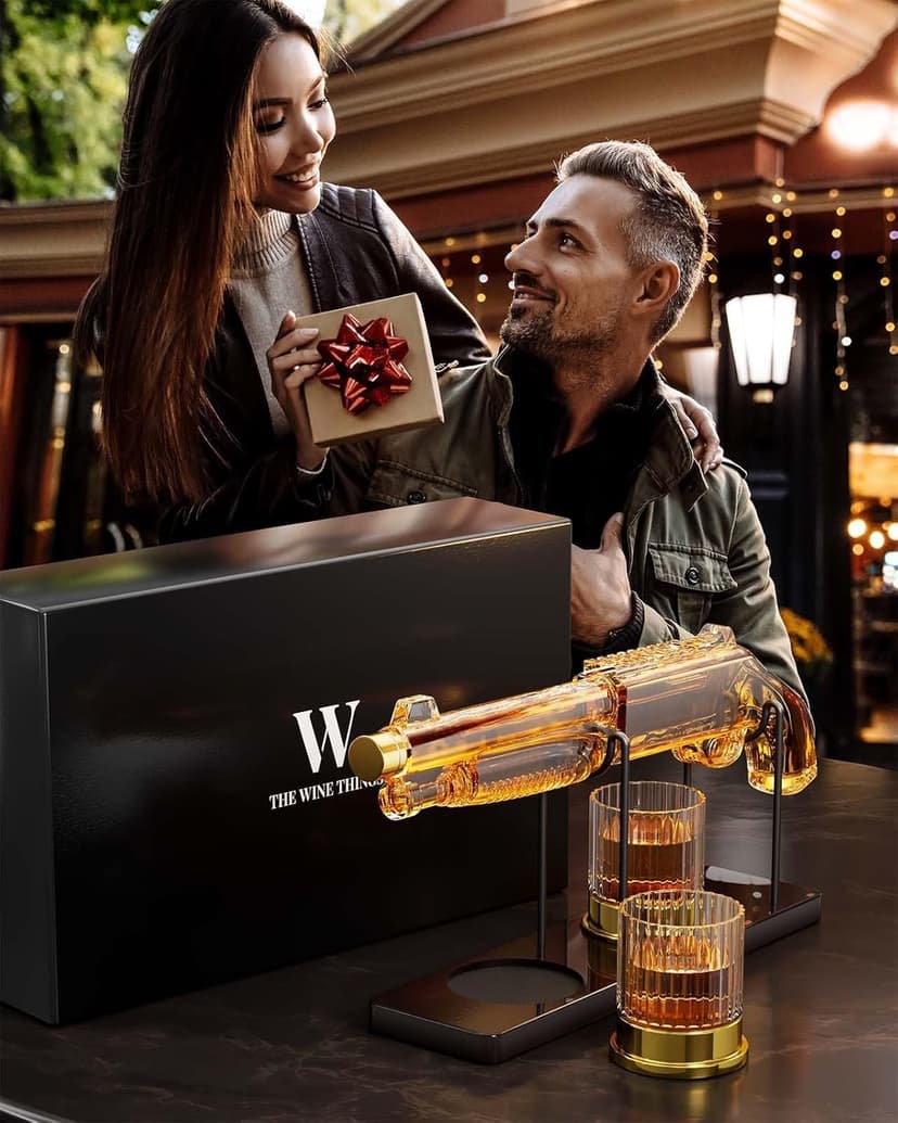 Whiskey Decanter Sets with 2 Glasses for Men Dad, The Wine Things Unique Gift for fathers day, Husband, Boyfriend, Anniversary Day Birthday Gift Ideas, Cool Drinking Accessories for Home Bar Party