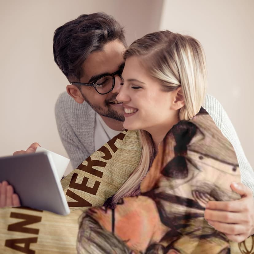 Wedding Anniversary Blanket Gifts for Men Women Him Her Wife Husband, Romantic Anniversary Marriage Gift for Couple Parents Girlfriend Boyfriend, Happy Anniversary Decorations Blanket 60"X50"