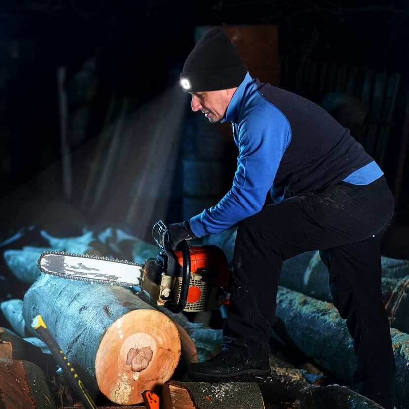 YunTuo LED Beanie with The Light, Unisex USB Rechargeable Headlamp Winter Knitted Cap Gifts for Men Dad Husband Him