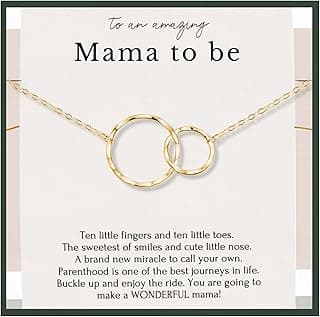 HOPE LOVE SHINE New Mom Necklace – Pregnancy Gift for Expecting Mom, First Time Mom Jewelry – Sterling Silver/Gold Double Circle Pendant with Gift Box