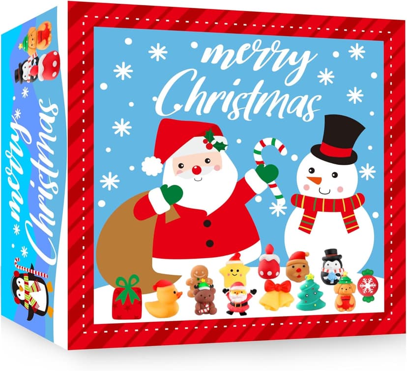 LIAM&AVA Christmas Squishy Toys, 25 PCS Mochi Squishies Bulk Toy for Girls Boys Kids, Christmas Party Favors, Christmas Fidget Sensory Goodie Bags Filler Gifts Decorations