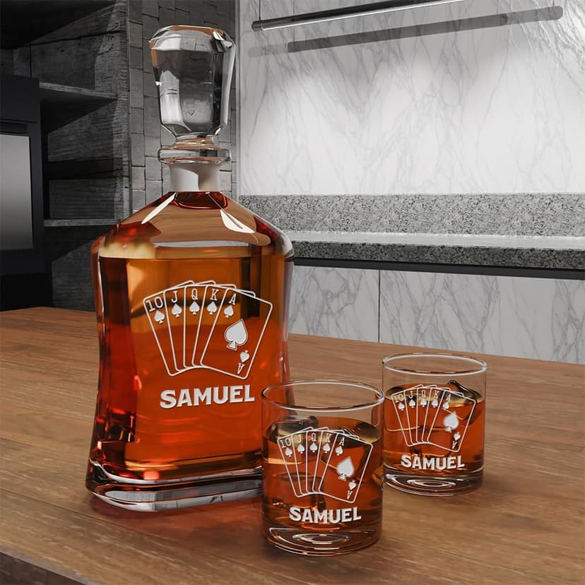Personalized Whiskey Decanter - 4 Designs - Birthday Gifts for Men 2025, Dad, Husband, Him, Boyfriend - Men Whiskey Gifts - Personalized Gifts for Men - Bourbon, Scotch Gifts - Fathers Day Gift Ideas