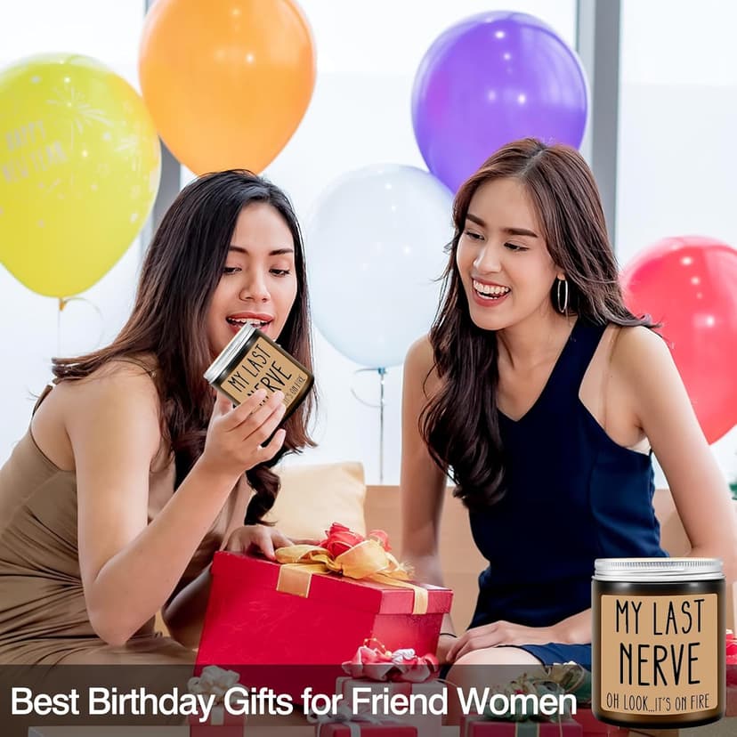Homsolver Birthday Gifts for Women, Funny Friendship Gift for Best Friend - My Last Nerve Lavender Candle - Unique Birthday Gifts for Women, Her, Mom, BFF, Sister