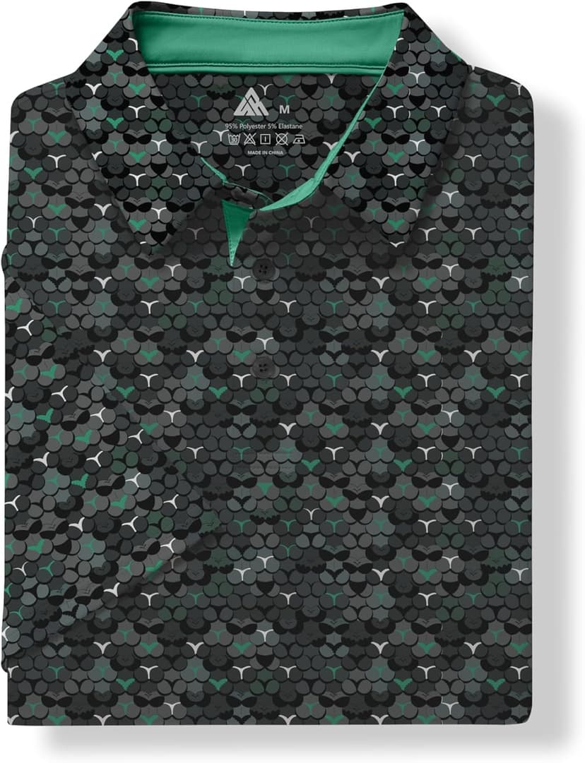 ZITY Men's Golf Shirts Short Sleeve Moisture Wicking Performance Print Patterns Casual Collared Golf Polo Shirt for Men