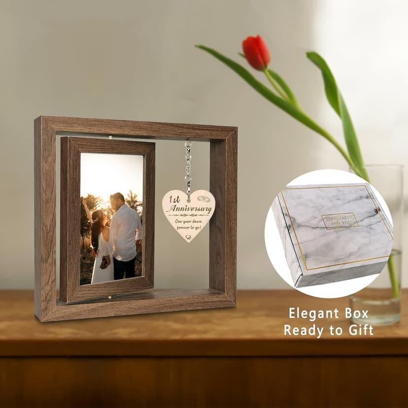 1 Year Anniversary Picture Frame Gifts, 1st Anniversary Frame for Her Him Girlfriend Boyfriend, Display Two 4x6 Inch