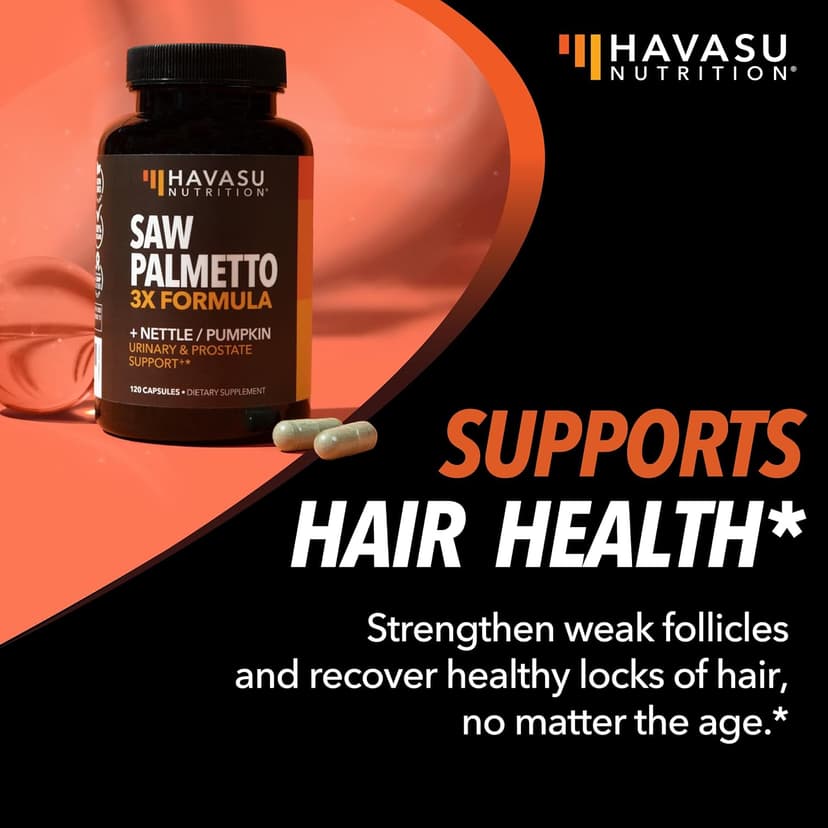 HAVASU NUTRITION Saw Palmetto Supplement with Stinging Nettle and Pumpkin Seed Extract - Advanced 3X Formula - DHT Blocker Urinary Health and Prostate Support for Mens Health - Vegan, Non-GMO Capsules - 2 Month Supply