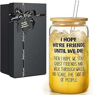 Gifts for Women Men, 16oz Drinking Glass Cup, Unique Friendship Gift for Best Friend BFF Bestie, Funny Personalized Birthday Christmas Valentines Mothers Day Present for Her Him Coworker Sister Female