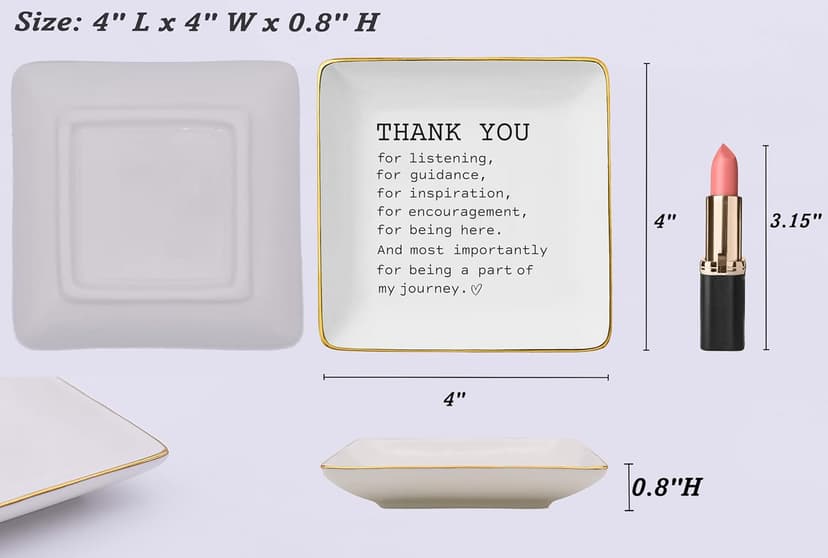 NZY Thank You Present for Women Best Friends-Appreciation,Birthday,Christmas Gifts for Women Best Friends-Ceramic Jewelry Tray Trinket Holder Ring Dish-Thank You Gifts for Being a Part of My Journey