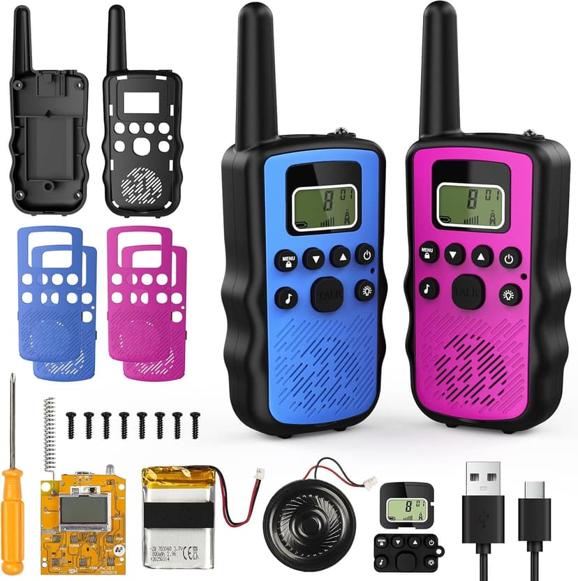 Stem Kits Walkie Talkies for Kids - Science Projects Kit for Kid Age 8-12 Year Old DIY Toys for Teen - Tech Toy Gifts for Boys Girls Ages 10-12 - Rechargeable Walkie-Talkies Long Range 2 Pack