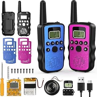 Stem Kits Walkie Talkies for Kids - Science Projects Kit for Kid Age 8-12 Year Old DIY Toys for Teen - Tech Toy Gifts for Boys Girls Ages 10-12 - Rechargeable Walkie-Talkies Long Range 2 Pack