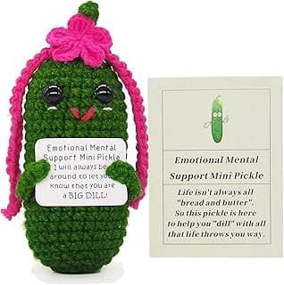 Funny Crochet Pickles 1 Pcs with Affirmations Cards for Inspirational Novelty Good Luck Gift and Party Decorations (KK-CKD04- REDCUM)