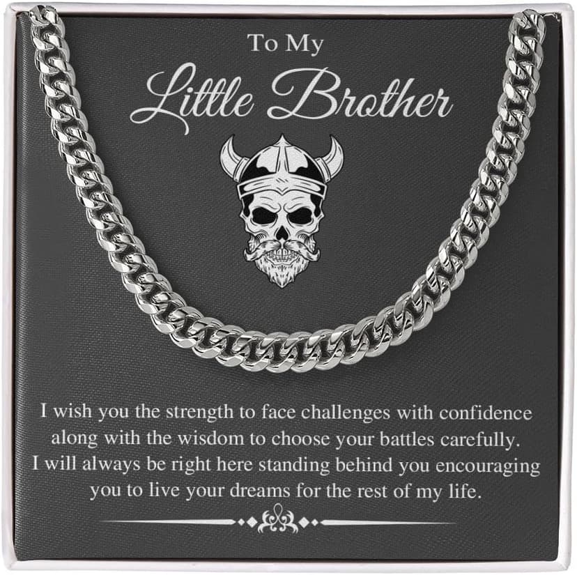 Stainless Steel Cuban Chain Necklace for Brother - Sentimental Birthday Gift from Sister - Men's Gold Silver Necklace for Christmas