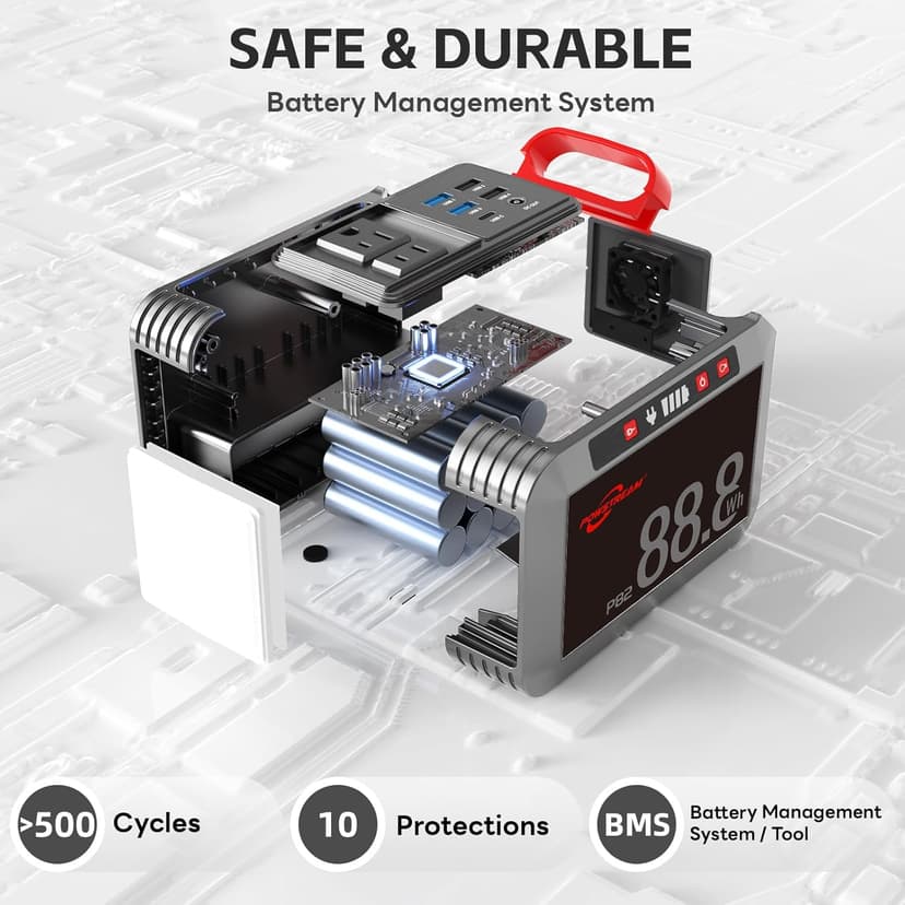 POWSTREAM 24000mAh Solar Generator with AC Outlet 120W Peak, 88.8Wh Portable Power Station with Panels 21W Included and Camping Lantern 248LM, Solar Powered Power Bank for Outdoor Camping Home Backup