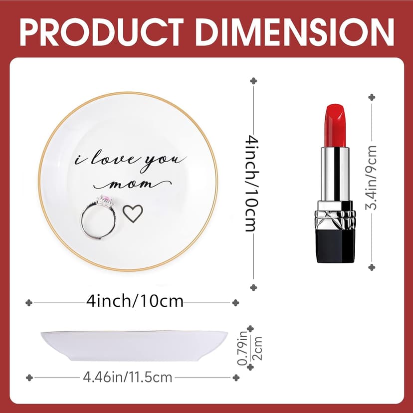 PUDDING CABIN Gifts for Mom from Daughter, Mothers Day Gifts for Mom Ring Dish "I love you mom" Mom Birthday Gifts, Mom Gifts for Valentines Christmas Wedding Gifts