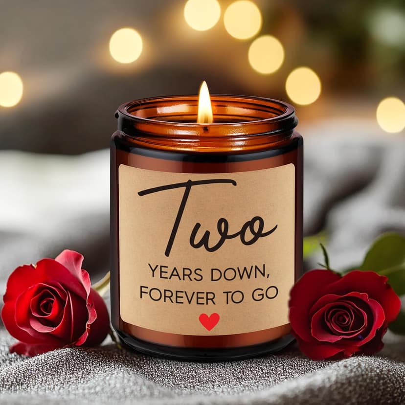 Fairy's Gift 2 Year Anniversary Candle Gifts for Him Her Boyfriend GF Wife Husband - Cotton 2nd Anniversary Couple Gifts Ideas - Two Year Wedding Anniv. Presents for Couples, Happy Second Anniv.