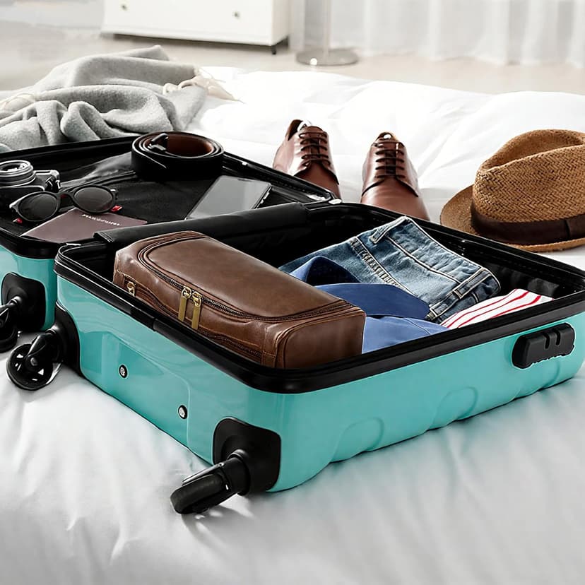 YQQYG 6 Pcs Mens Toiletry Bag Groomsmen Gift, Personalized Leather Toiletry Bags, Dark Brown Leather Travel Bag for Him, Shaving Kit, Groomsmen, Best Man, Wedding Gifts, Husband Boyfriend Father Grandpa