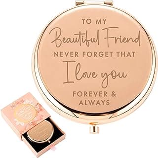 Best Friend Birthday Gifts for Friend | Sentimental Friend Gift Ideas for Women | Friendship Gifts for BFF, Bestfriend, Besties, Long Distance, Christmas | I Love You Friend | Rose Gold Compact Mirror