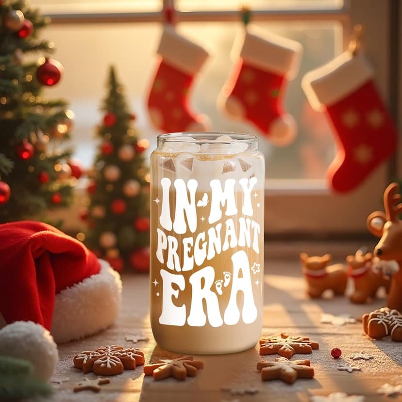 Fairy's Gift Pregnant Women Iced Coffee Cup, Cute Pregnant Mom Gifts, New Mama 16 oz Coffee Glass Cup, New Mothers Birthday Christmas, Pregnancy Gifts for Expecting Mom, First Time Mommy, Mommy to Be