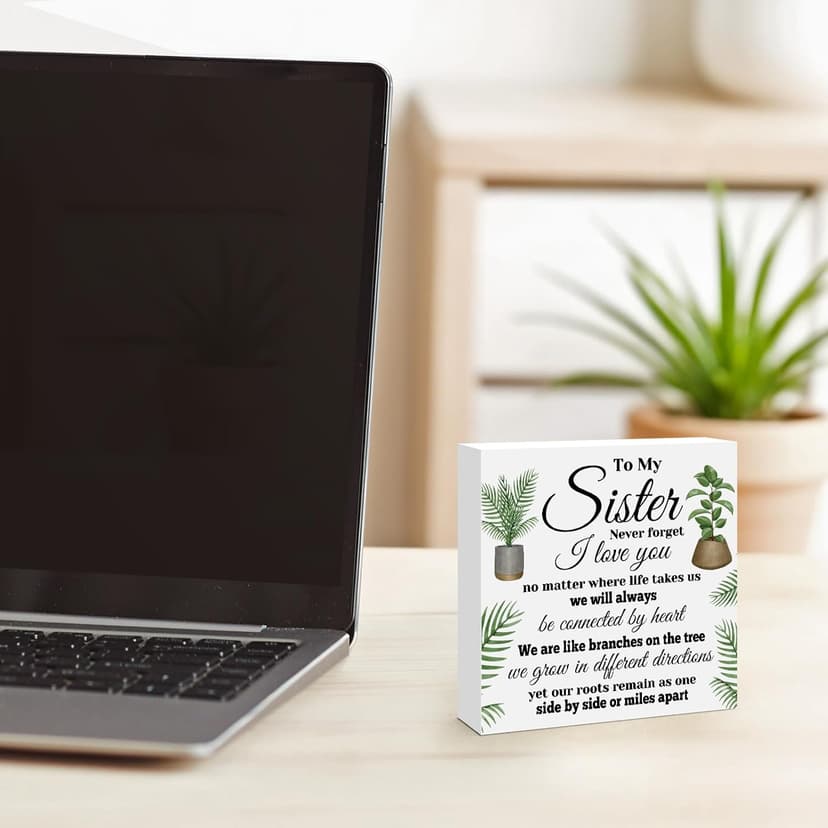 Sisters Gifts from Sister Birthday Gifts for Sister Engraved Wooden Block Sign Desk Table Decor Sign for Sister Christmas Thanksgiving Valentines Day Mothers Day Gift for Sister