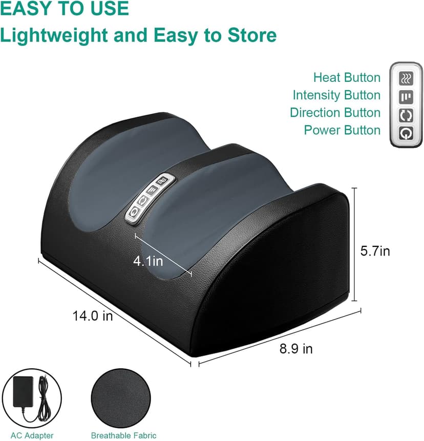 Shiatsu Foot Massager Machine with Heat, Foot and Calf Massager with Massage Roller, Deep Tissue Massager for Plantar Fasciitis, Pain Relief, Promotes Blood Circulation, Gifts for Women & Men