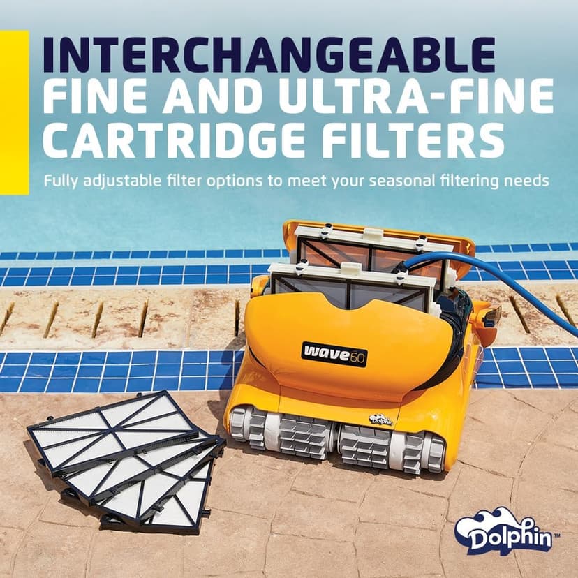 Dolphin Wave 60 Automatic Robotic Pool Vacuum Cleaner Includes Caddy, Wall Climbing Scrubber Brush, Top Load Filters, Ideal for Commercial Pools up to 50 FT in Length