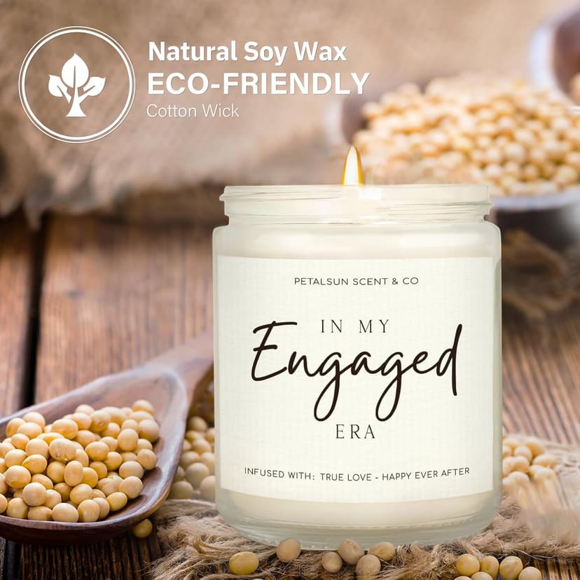 Engagement Gifts for Couples – Lavender Scented Candle for Relaxation & Stress Relief (7oz) – Just Engaged Gifts for Her, Bride to Be, Fiance, Engagement Party Decorations, Handmade