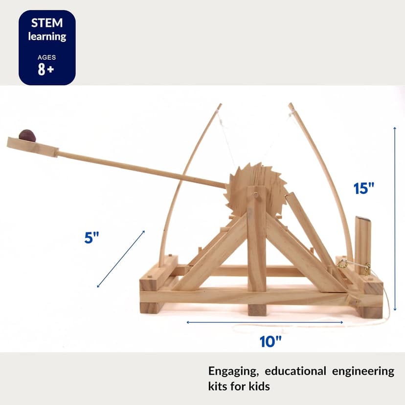 Pathfinders STEM Kits – Leonardo da Vinci Catapult kit | Trebuchet Science Kits for Kids Age 12-14 | Toys for Ages 8-13 Physics Toys | Kids Engineering kit | Learning Resource | Engineering