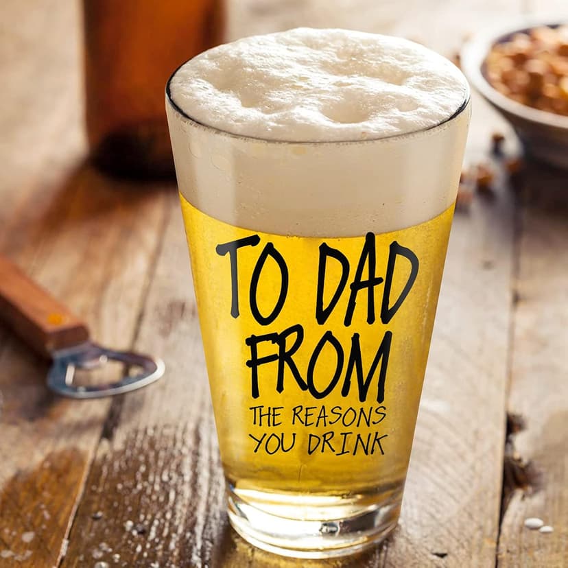 Gifts for Dad,16 OZ Funny Beer Glass Stocking Stuffers for Men,Fathers Day Dad Gifts from Daughter Son Wife,Birthday Anniversary Retirement Valentines Day Presents for Him Husband