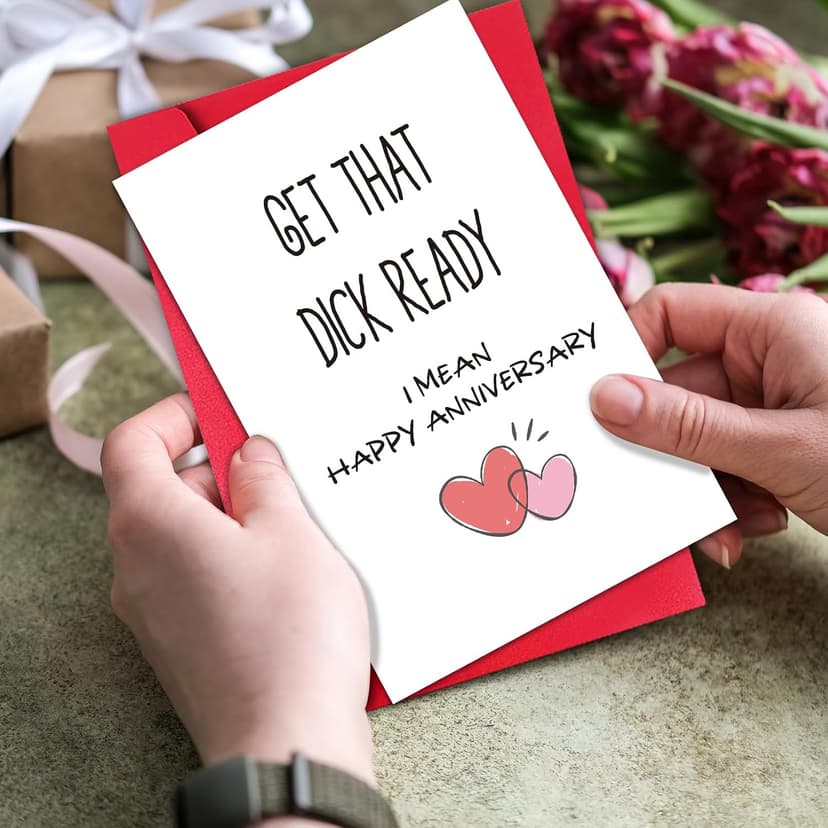Hilarious Anniversary Card for Husband, Happy Anniversary Card Gift, One Year Cardstock for Boyfriend, (Get that Ready)